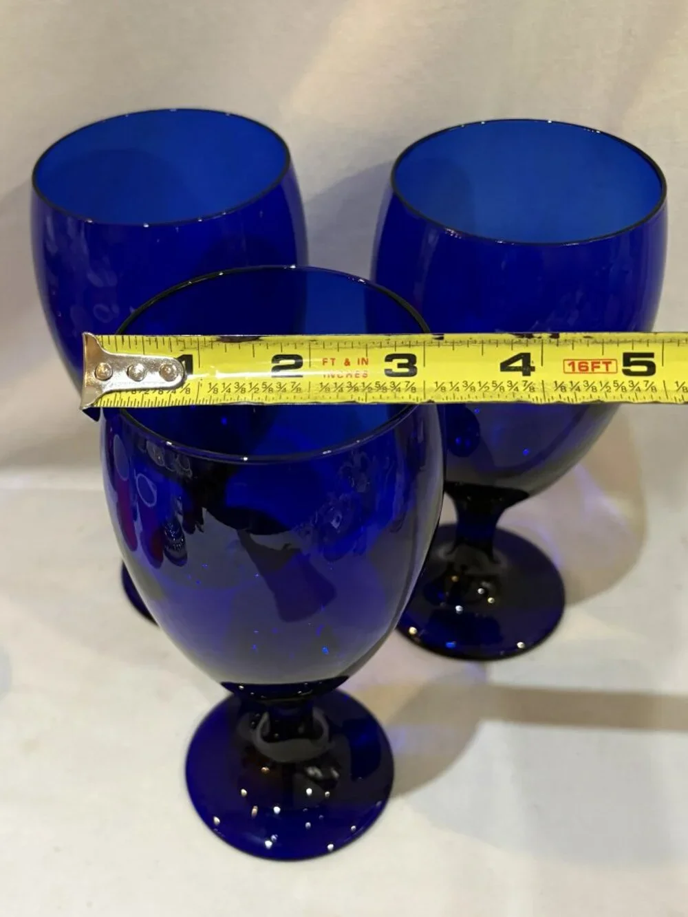 Set of 3 VTG Libbey Glass Cobalt Blue Drinking Glass Goblets